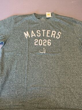 Embroidered Masters 2026 Heather Green Short Sleeve Tee